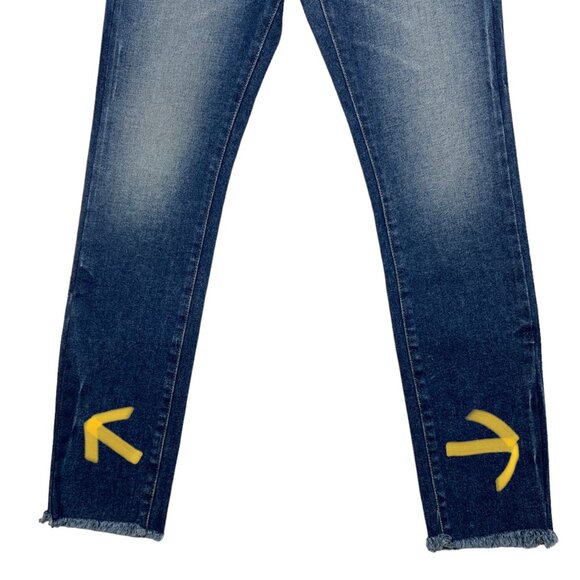 Ser.O.Ya Toya Jeans 25 Tahoe Blue High Rise Slim Leg Raw Hem Zip Fly - Picture 9 of 12